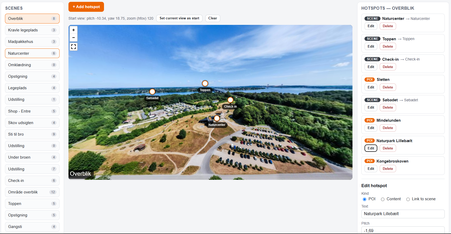 Editor til scener og hotspots